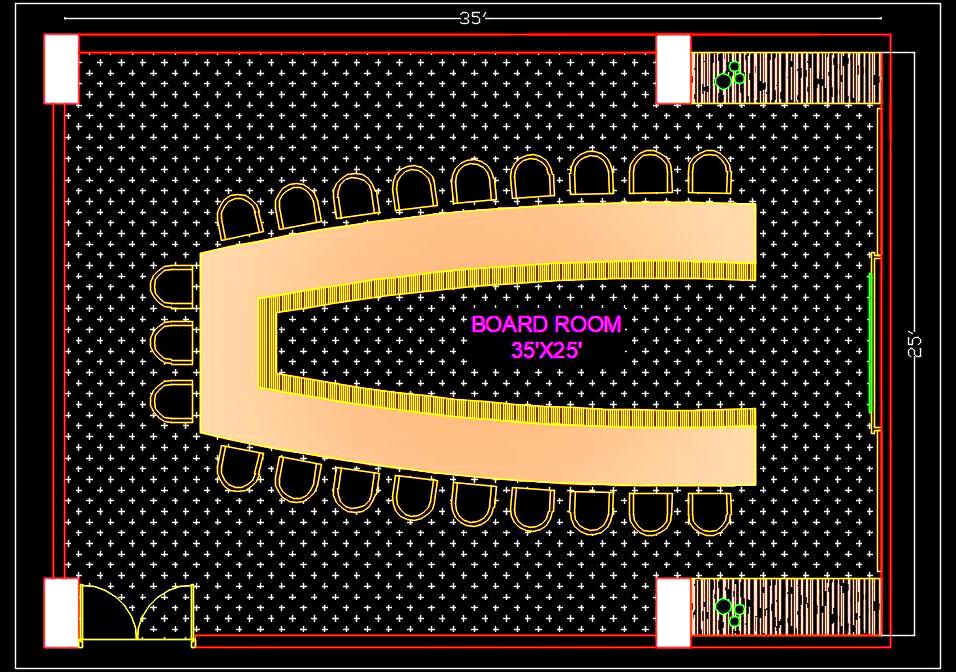 Meeting Room DWG CAD Block - Formal Board Room Layout